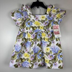 Btween Baby Floral Dress & Bloomer Set Purple Yellow Blue 18M Cottagecore Summer